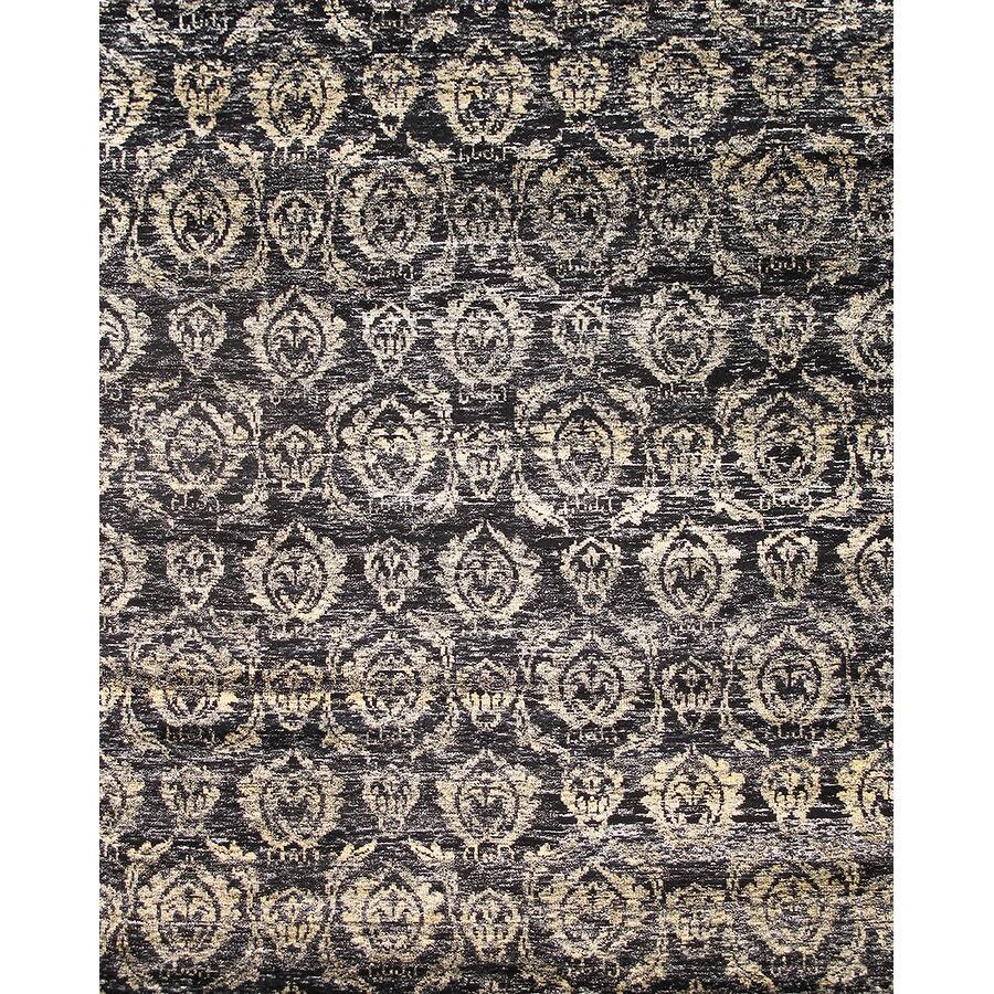 Sari Silk Black/Beige HandKnotted Sari Silk Area Rug (8' 0" X 9'11